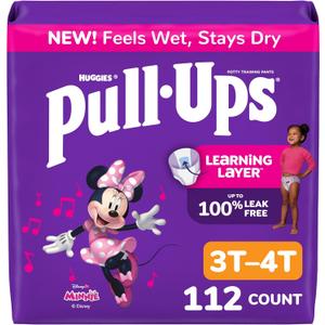 Pull-Ups Girls' Potty Training Pants, Size 3T-4T Training Underwear (32-40 lbs), 112 Count (4 Packs of 28)