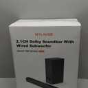 Saiyin Soundbar with 4'' Subwoofers - 70W Rounded-Edge Subwoofer & Compact Soundbar for TV, 2.1 Audio Enhanced Surround Sound System for TV, Bluetooth/Optical/AUX Connection for TV/PC