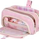 Large Pencil Pouch Big Pencil Case Big Capacity Aesthetic Pen Cosmetic Bag Pen Stationery Organizer Simple, College Office Home Travel Storage Bag (Pink)