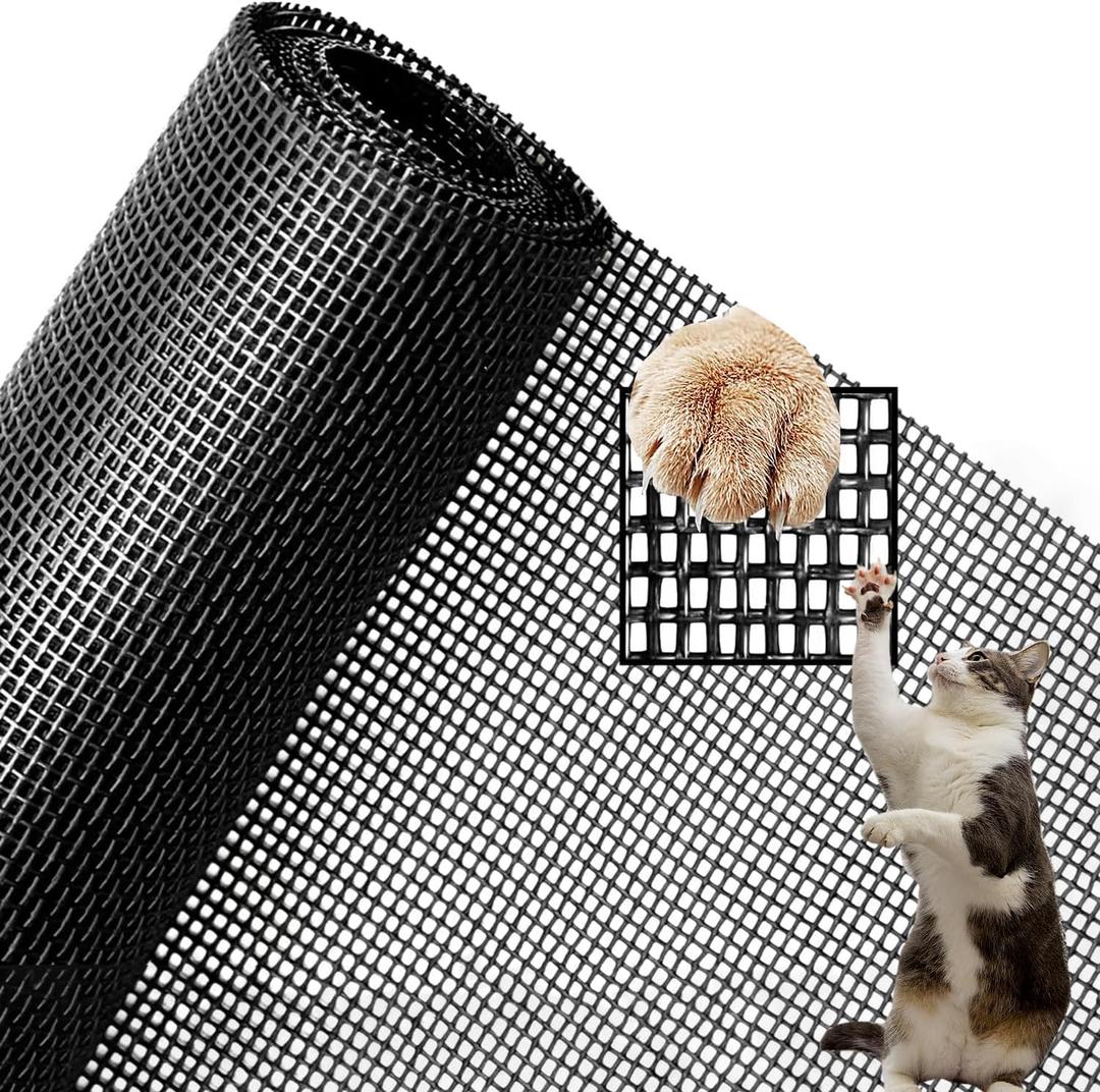 Pet Proof Window Screen Replacement Adjustable Thicken Charcoal Fiberglass Screen Mesh Dog Cat Net for Patio Porch Sliding Door (40"X40")