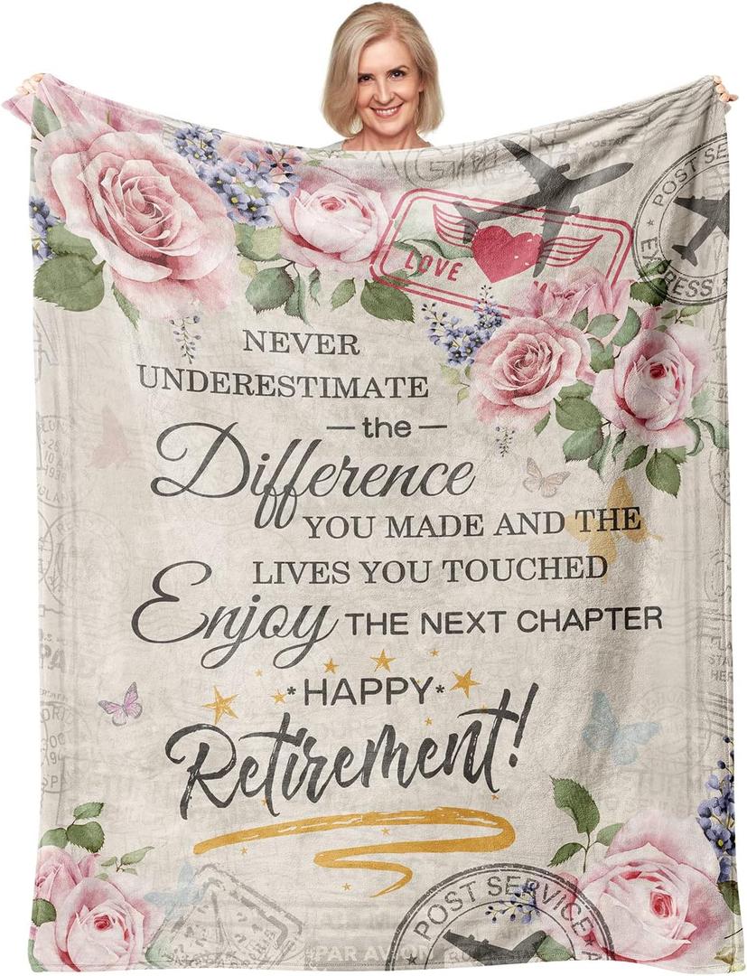Ivivis Retirement Gifts for Women 2025, Retired Gifts for Women, Retirement Gifts for Teachers Nurses Mom Grandma Friend, Farewell Gifts for Coworkers Boss, Retirement Throw Blanket 80"x 60"