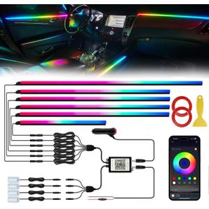 Smart LED Car Lights Interior with USB Port, Acrylic LED Strip Fiber Optic Ambient Lighting Car, Wireless App Control, Sync to Music, Car Decorations Interior Accessories Gifts for Women Men, 10 in 1