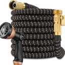 50FT Expandable Garden Hose - with 10-Function Spray Nozzle - Lightweight, Flexible, Retractable Garden Hose, Water Hose - No-Kink Flexibility,3/4" Solid Brass Fittings-ChampagneGold
