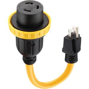 Kanayu 1ft 30 Amp to 15 Amp 110 Volt RV Adapter Cord Compatible with NEMA 5-15P to L5-30R, 3 Prong Locking RV Power Adapter 15A Household Male to 30A RV Female for RV Trailer Camper