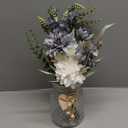 Der Rose Fake Flowers in Vase Silk Artificial Navy Blue Flowers Arrangements with Glass Vase for Dinning Coffee Table Centerpieces Home Kitchen Farmhouse Wedding Decor