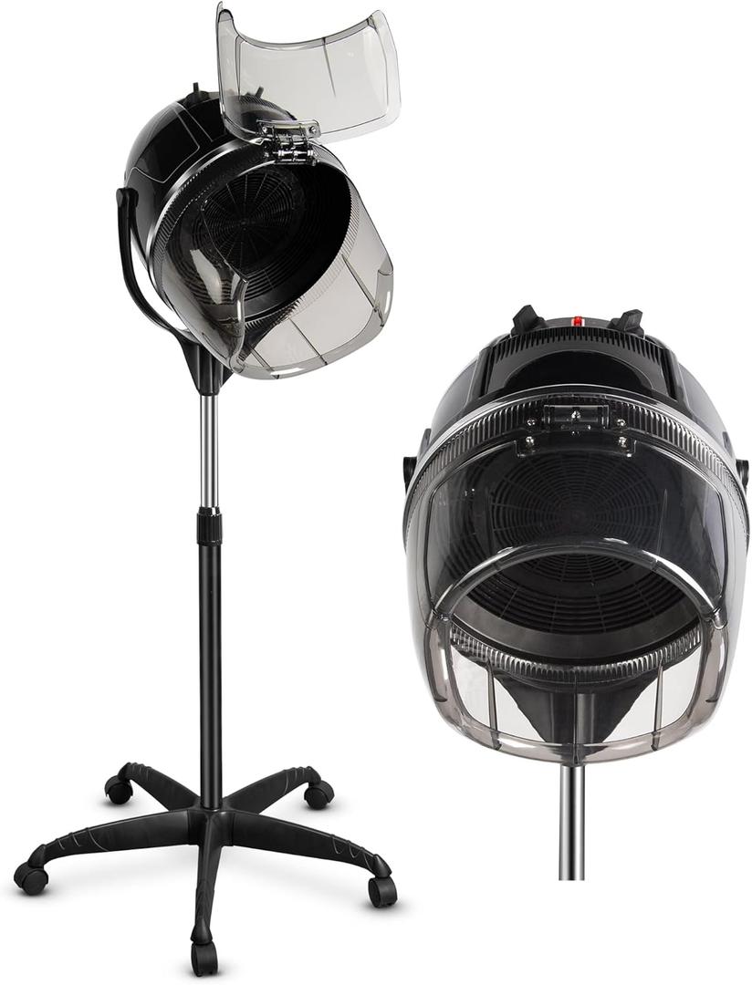 TASALON Professional Hooded Bonnet Hair Dryer Stand with Adjustable Timer, Rolling Wheels - Portable Floor Standing Dryer for Home Salon & Beauty Spa Equipment