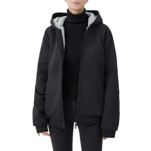 JiangWu Womens Fashion Fleece Sherpa Lined Hooded Coat Winter Thicken Warm Jacket (X-Large, Black)