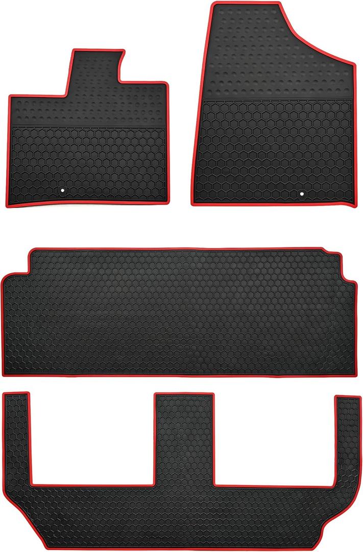 Car Floor Mats Custom Fit for Dodge Grand Caravan/Chrysler Town & Country (Stow'n Go Only) 2008-2018 3 Rows Odorless Washable Heavy Duty Rubber (All Weather) Floor Liners Set Red