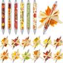 96 Pcs Thanksgiving Sticky Notes and Pens Set, 48 Thanksgiving Notepads 48 Fall Ballpoint Pens - Maple Leaf Note Pads Fall Autumn Party Favor for Coworker Gift School Classroom Office Supplies