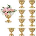 Sziqiqi Gold Metal Urn Compote Vase, Flower Weddings Centerpieces, 10Pcs