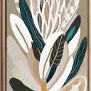 Kate and Laurel Sylvie Beaded Sage Protea Vintage Framed Canvas Wall Art by Inkheart Designs, 18x24 Gold, Modern Neutral Flower Wall Dcor (23L" x 33W")