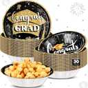 Ziliny 30 Pcs 16 oz Graduation Party Supplies Congrats Grad Disposable Paper Bowls Bulk Class of 2026 Soup Serving Bowl for Cold and Hot Food Salad Cereal Snack Dinner Decoration, 2 Styles (Black)