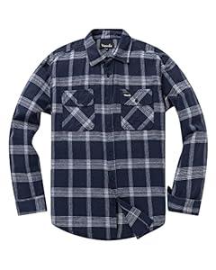 VENZULIA Mens Flannel Casual Buttondown Shirt Two Pocket Longsleeve Regular fit Shirts (Nvywht, 3X)