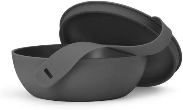 W&P Porter Plastic Bowl Lunch Container w/ Protective Non-slip Exterior, Charcoal 1 Liter | Lid & Snap-tight Silicone Strap | Food Storage, Bento Box, Meal Prep | BPA-Free Plastic