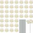 DIY Silk Hydrangea Flower Heads Artificial Hydrangea Decor Milk White Silk Cloth Flowers for Wedding Party Floral Arrangement Home Decoration 30set