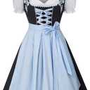 Scarlet Darkness Women's Oktoberfest Costumes 3 Pcs Bavarian German Dirndl Dresses (Large, Blue)