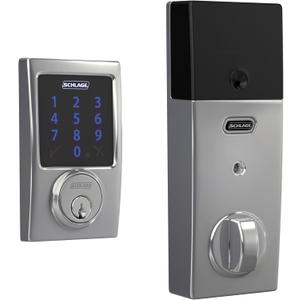 Schlage Connect Smart Deadbolt Lock with Touchscreen Keypad, Keyless Front Door Entry, Z-Wave Plus Compatible, Bright Chrome, BE469ZP CEN 625