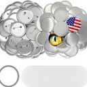 300 Sets 1.25 inch Button Maker Supplies, 32mm Button Supplies Blank Badge Parts Includes Metal Covers, Metal Backs& Clear Film, Round Badge Blank Buttons Pins，Compatible with Button Maker Machine