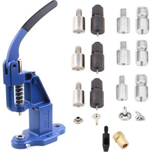 Rivet Setting DIY Kit All in One, Rivet Press Machine, 6 pcs Single and Double Round Cap Rivet Setter Dies and 2 mm Hole Puncher