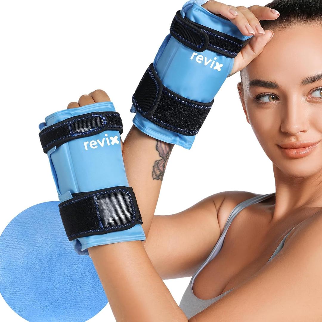 REVIX Wrist Ice Pack Wraps for Carpal Discomfort Soothing (2-Piece Set) Reusable Gel Hand Ice Packs, Cold Pack with Cold Compress, Promote Flexibility and Reduce Fatigue