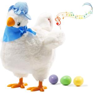 SOMOYA Chicken Laying Egg Toys Electric Plush Crazy Toy Dancing with Sound Music Animals Toy Easter Toys White