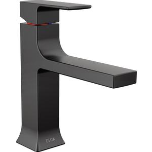 Delta Arvo 1 Hole Matte Black Bathroom Faucet with Sprayer, Single Hole Bathroom Sink Faucet with Pull Out Sprayer for Vanity, Push-Pop Drain, Matte Black 15840LF-BLPD, Matte Black 