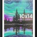 upsimples 10x14 Picture Frame, Display Pictures 8.5x11 with Mat or 10 x 14 Without, Wall Hanging Diamond Frames, Black, 1 Pack