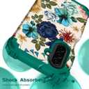 Hocase for Galaxy A17 5G Case, Heavy Duty Shockproof Protection Soft Silicone Rubber Bumper+Hard Plastic Hybrid Protective Case for Samsung Galaxy A17 5G (6.7") 2025 - Teal Flowers