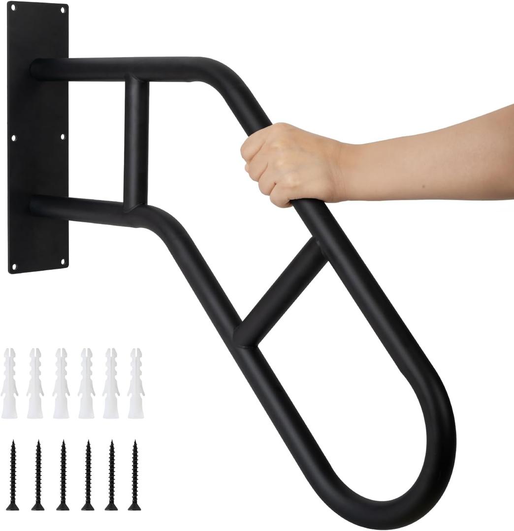 Aduanbang Hand Rails for Outdoor Steps & Elderly,U-Shape Wall Mount Stair Railing, Porch, Deck, Garage & Garden Grab Bar, 1 Pack Safety Handle