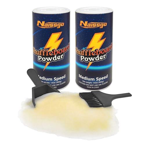 Naissgo Shuffleboard Sand Wax Shuffleboard Powder Set with Small Brush & Pan, 2 Cans (2×14 oz)