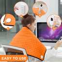 Deepsoon Heating Pad,Electric Heating Pads for Back,Neck,Moist Heating Pad for Abdomen Shoulder Knee Legs,Dry/Moist Heat&Auto Shut Off,Mother's Day Birthday for Men and Women,Orange Black,33x17 Inch