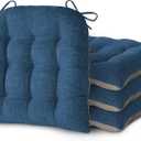 Chair Cushions for Dining Chairs Set of 4 Durable D-Shaped Seat Cushions with Non-Slip Backing Secure Ties Thick Cozy Seat Pad for Kitchen Dining Room Office(18x16.5x3in Navy)