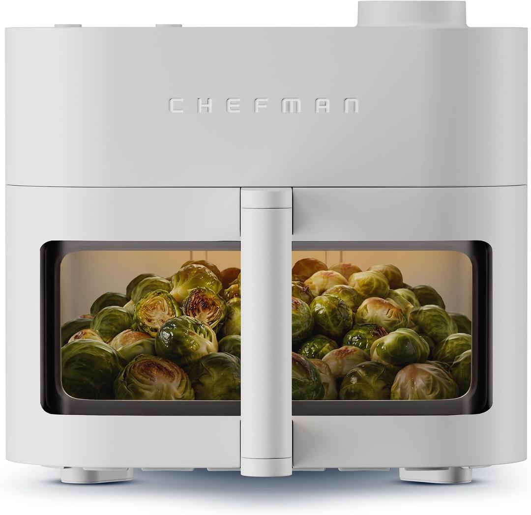 Chefman Crispinator Air Fryer 7-in-1 with 8 Qt Capacity, 450°F Max Temp & TurboFry Pro Technology for Fast, Even Results, Bake, Broil, Dehydrate, Viewing Window, Nonstick Ceramic-Coated Basket 