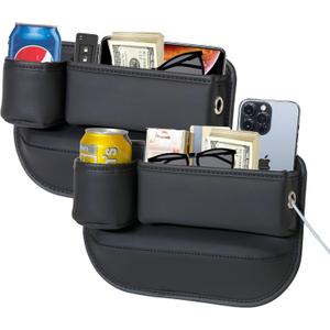 Anti-Drop Car Seat Gap Filler Organizer, Premium Leather Console Organizer, Easy Access to Phone/Keys, Universal Fit for Car SUV Truck Multi-Purpose Essentials Organizer(2PC)