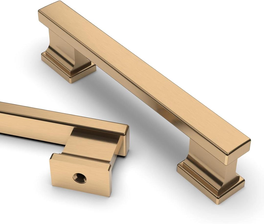 Asidrama 10 Pack 3.75 Inch(96mm) Champagne Bronze Kitchen Cabinet Handles, Brushed Brass Cabinet Pulls Gold Kitchen Cabinet Hardware for Cupboard Drawer Pulls