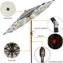 Blissun 9 ft Solar Umbrella, Patio Umbrella with 32 LED Lights, Table Market Umbrella, Outdoor Umbrella for Garden, Deck, Backyard, Black & Beige