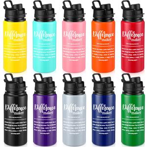 Shellwei 10 Pcs Thank You Appreciation Gifts 20 oz Aluminum Water Bottles Bulk Lightweight Sports Water Bottles Inspirational Tumbler Mug with Snap Lids for Christmas Employee (Multicolor)