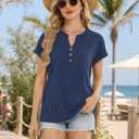 EyMuse Womens Summer Tops Spring Short Sleeve V Neck True Classic T Shirt Casual Cute Fashion Beach Vacation Clothes 2026 (L)
