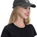 Walk with Jesus Embroidered Baseball Cap Vintage Adjustable Washed Cotton Christian Hat for Men Women,Black (Black)