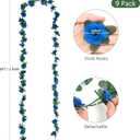 KHOYIME 9 Pack 72 FT Artificial Flower Garland, Fake Blue Roses Vines Silk Flowers Faux Plastic Outdoor Hanging Floral Ivy Garland Decoration for Wedding Arch Bedroom Home Wall Backdrop Room Decor