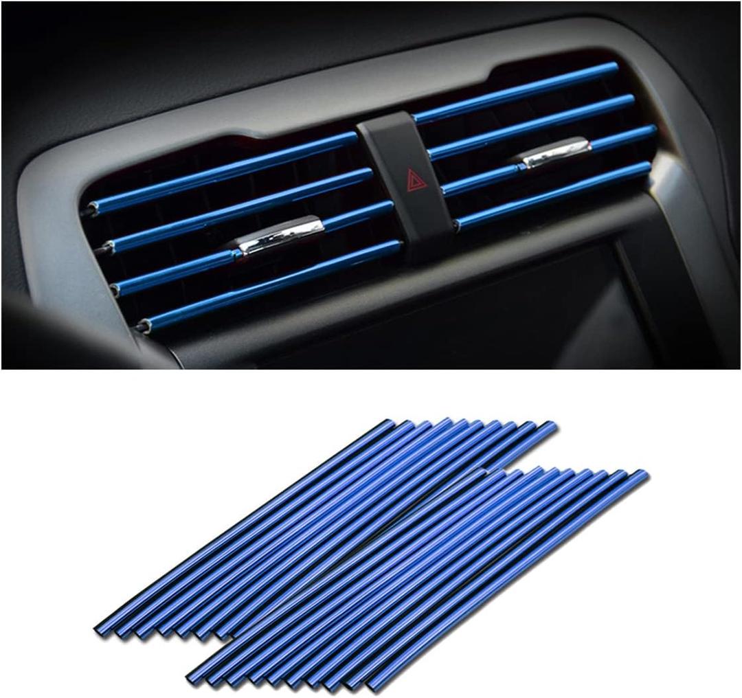 Car Air Conditioner Decoration Strip for Vent Outlet, 20 Pieces Universal Waterproof Bendable Air Vent Outlet Trim Decoration, Suitable for Most Air Vent Outlet, Car Interior Accessories (Blue)
