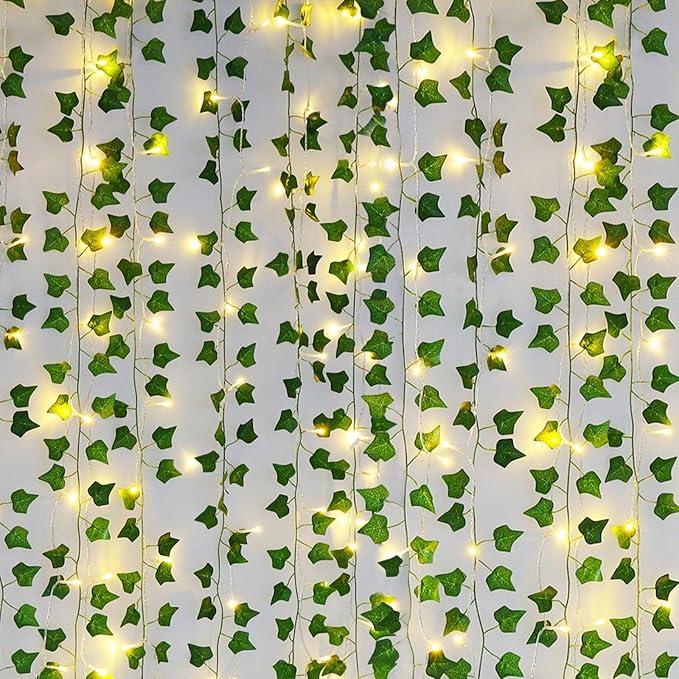 Fake Vines for Room Decor(24Pack168Ft),with CE Certified 160 LED String Lights,Artificial Plant Ivy for Aesthetic Home Bedroom Wall Wedding Party Office Patio Indoor, Outdoor Garden Décor
