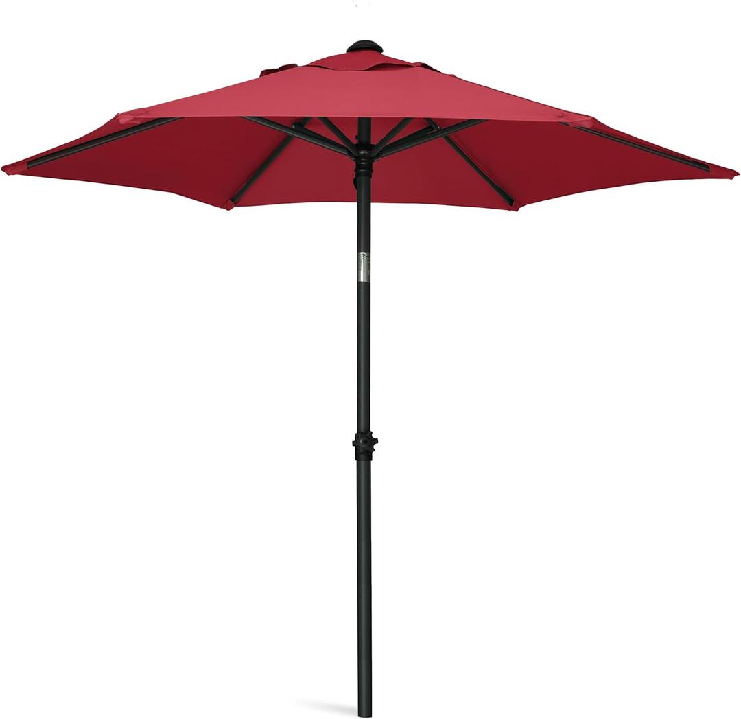 AMMSUN 6ft Patio Umbrella Outdoor Table Umbrellas with Push Button Tilt, UPF50+ Premium Steel Pole and Ribs for Deck, Lawn, Garden, Backyard & Pool (Red), 5.8ft