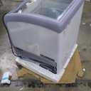 VEVOR Commercial Ice Cream Display Case, 5.4 Cu.ft Chest Freezer, Mobile Glass Top Deep Freezer, Restaurant Gelato Dipping Cabinet with 2 Wire Baskets, 2 Sliding Glass Doors, Locking Casters, White