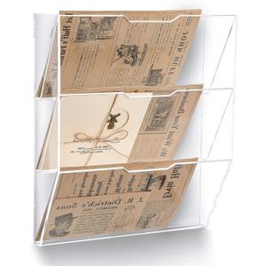Chunful 3 Tier Mail Sorter Wall Letter Holder Clear Acrylic Wall Mounted Mail Organizer Hanging File Envelope Pocket Plastic Mount Document Holder for Home Office Entryway