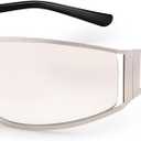 Dollger Y2k Sunglasses for Women Trendy Y2K Glasses Metal Wrap Around Retro 2000S Sunglasses (A1:silver)