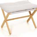 TYYIHUA Folding Foot Stool,Small Ottoman Foot Rest for Couch,Wooden Footstool,Change Shoes Bench,Modern X Ottoman Chair for Living Room, Entryway, Children Room, Bedroom,Caravaning (White)
