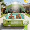120" Large Inflatable Pool for Kids with Removable Canopy, 4-Layer Blow up Pool, 0.32mm Heavy Duty PVC, Family Durable Swimming Pool for Adults Pets Backyard Summer Green