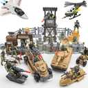 Army Men Action Figures Playset - 70+ PCS Realistic Army Toys - Military Soldiers Action Figures Playset with Helicopter, Fighter, Drones, Tank, &Accessories- Birthday, for Boys