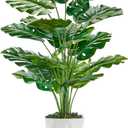 Toopify 28"" Fake Plants Large Artificial Monstera Faux Plants Indoor with White Pot for Home Office Living Room Decor, Green